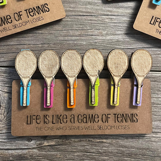 Tennis Racket Clothespin clips - set of 6